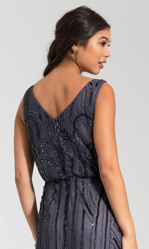 Long Gunmetal Bridesmaid Dress AP-091900120-G