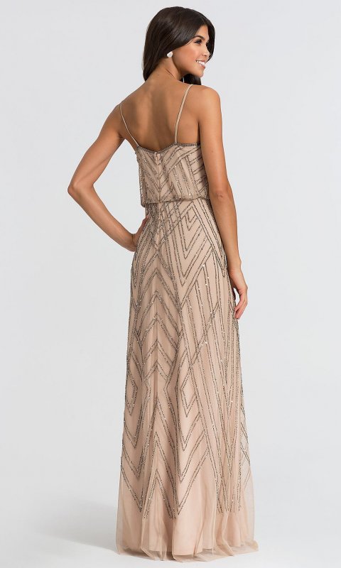 Taupe Beaded Long Bridesmaid Dress AP-AP1E200215-TP