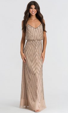 Taupe Beaded Long Bridesmaid Dress AP-AP1E200215-TP