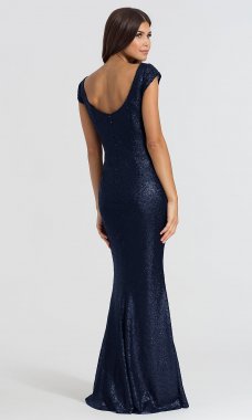 Sequin Cap-Sleeve Bridesmaid Dress BJ-BM-1617