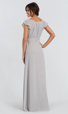 Dorian Long Chiffon V-Neck Wrap Bridesmaid Dress JAUG-C-Dorian-Long