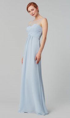 Illusion-Neckline Long Bridesmaid Dress KL-200002