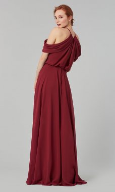 Cold-Shoulder Long Bridesmaid Dress KL-200012