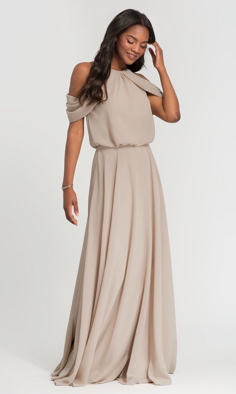 Cold-Shoulder Long Bridesmaid Dress KL-200012