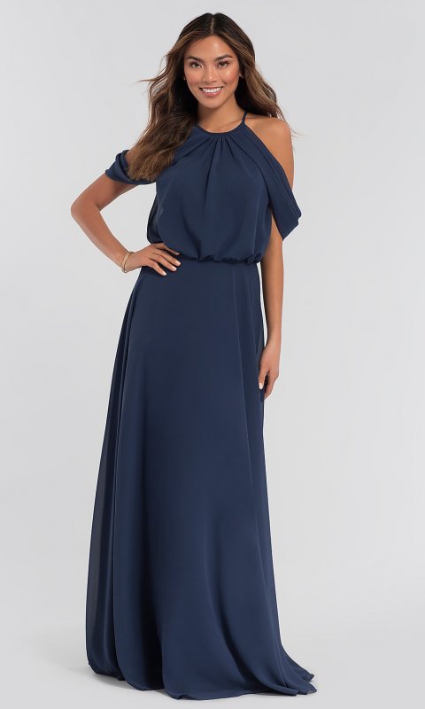 Cold-Shoulder Long Bridesmaid Dress KL-200012