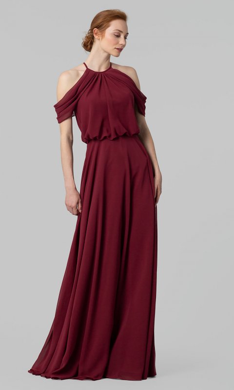 Cold-Shoulder Long Bridesmaid Dress KL-200012