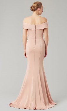 Off-the-Shoulder Long Satin Bridesmaid Dress KL-200016-v