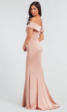 Satin Off-the-Shoulder Bridesmaid Dress KL-200016