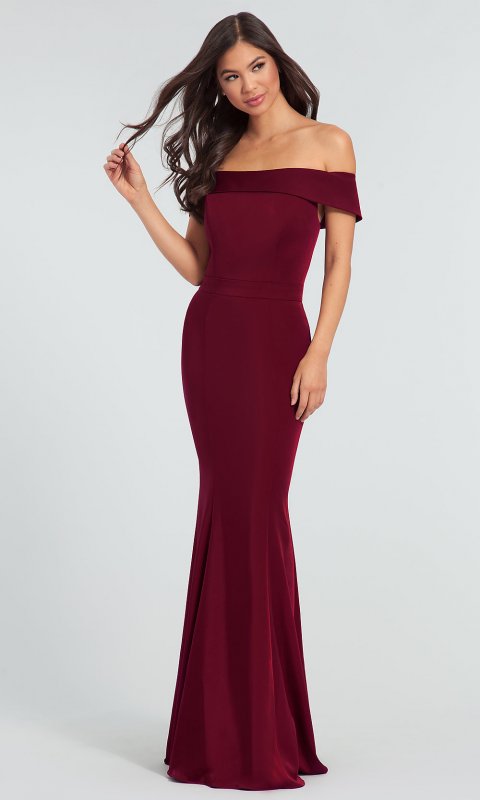 Satin Off-the-Shoulder Bridesmaid Dress KL-200016