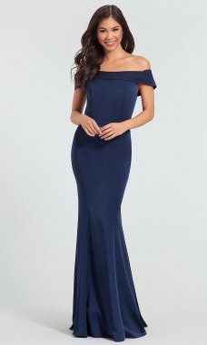 Satin Off-the-Shoulder Bridesmaid Dress KL-200016