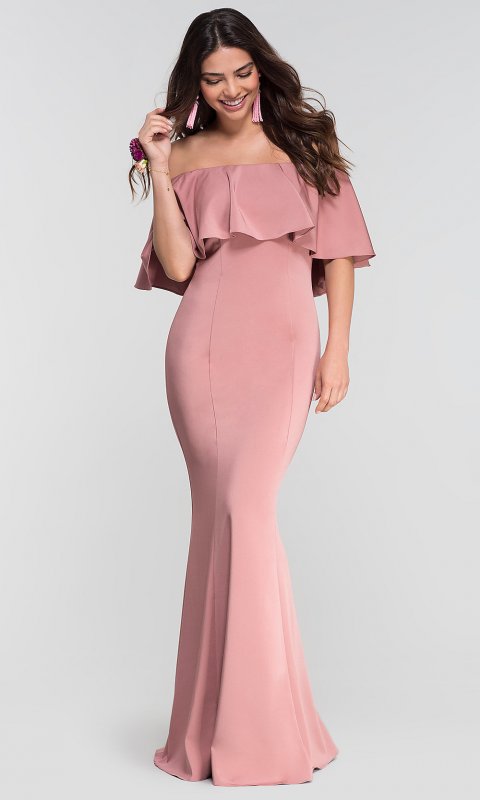 Long Off-the-Shoulder Bridesmaid Dress KL-200017