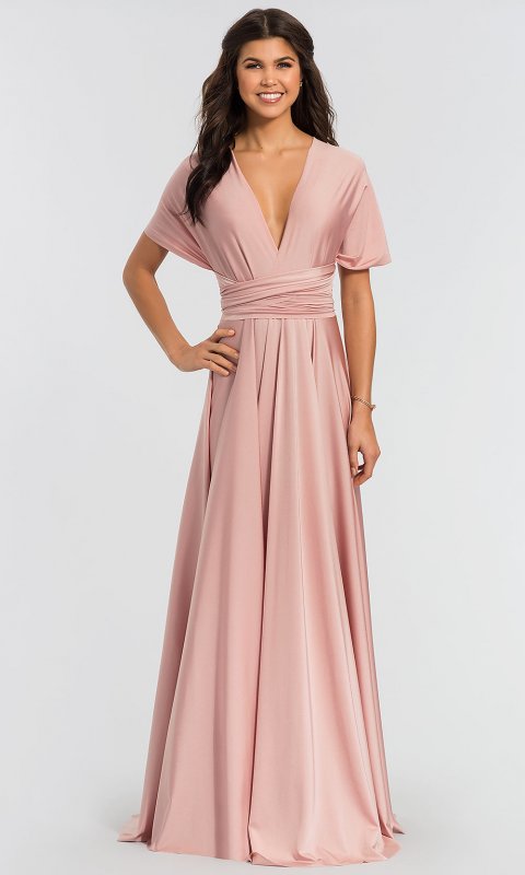 Convertible-Bodice Long Bridesmaid Dress KL-200022