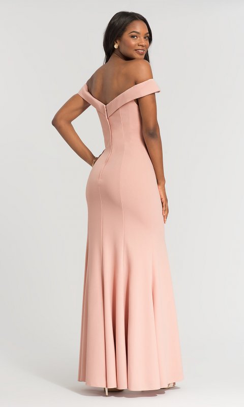 Off-the-Shoulder Crepe Bridesmaid Dress KL-200025