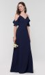 Long Cold-Shoulder V-Neck Bridesmaid Dress KL-200027