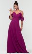 Long Cold-Shoulder V-Neck Bridesmaid Dress KL-200027