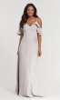 Long Cold-Shoulder V-Neck Bridesmaid Dress KL-200027