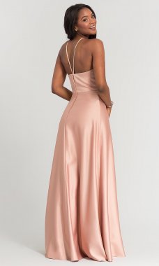 Long A-Line High-Neck Bridesmaid Dress by KL-200032