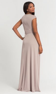 Cap-Sleeve V-Neck Long Bridesmaid Dress KL-200035