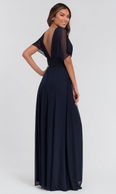 Flutter-Sleeve Long Bridesmaid Dress KL-200037