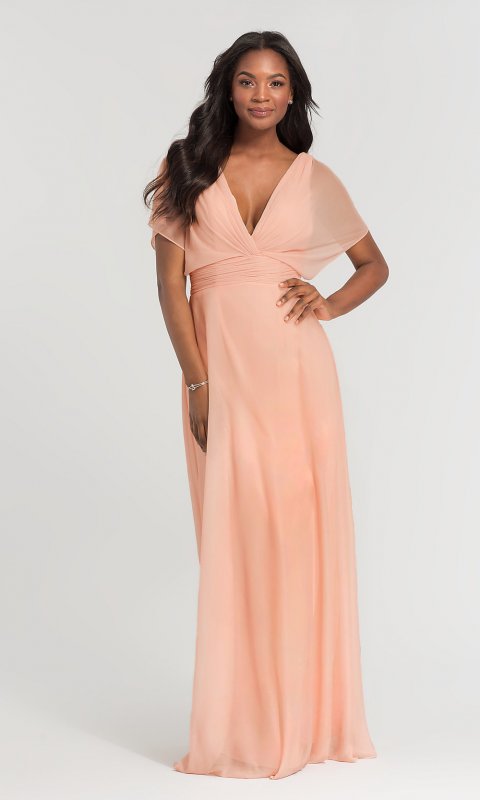 Flutter-Sleeve Long Bridesmaid Dress KL-200037