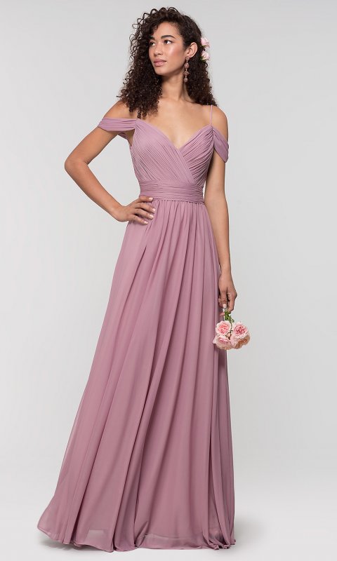 Cold-Shoulder Long Bridesmaid Dress KL-200038