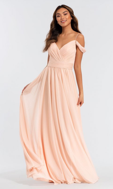Cold-Shoulder Long Bridesmaid Dress KL-200038