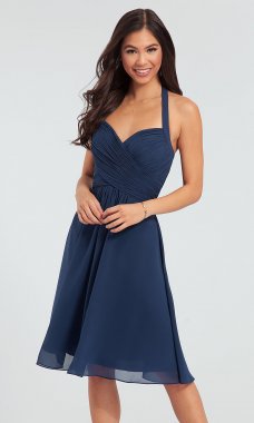 Chiffon Short Halter Bridesmaid Dress by KL-200045