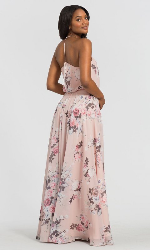Chiffon Floral-Print Bridesmaid Dress by KL-200051