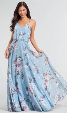 Chiffon Floral-Print Bridesmaid Dress by KL-200051