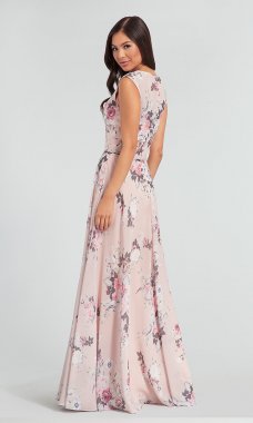 Faux-Wrap Floral-Print Bridesmaid Dress KL-200053