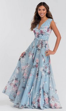 Faux-Wrap Floral-Print Bridesmaid Dress KL-200053