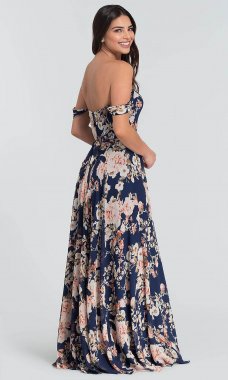 Floral-Print Chiffon Bridesmaid Dress KL-200055