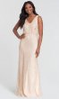 Long Glitter-Mesh V-Neck Bridesmaid Dress KL-200089