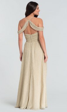 Cold-Shoulder Glitter-Knit Long Bridesmaid Dress KL-200098