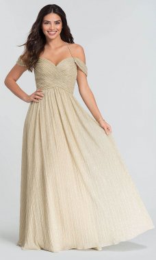 Cold-Shoulder Glitter-Knit Long Bridesmaid Dress KL-200098