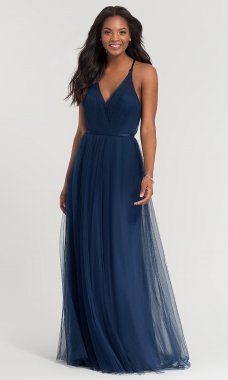 A-Line Tulle Long Bridesmaid Dress by KL-200104