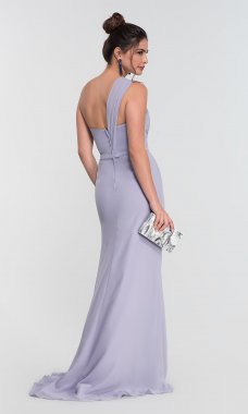 One-Shoulder Long Chiffon Bridesmaid Dress KL-200124