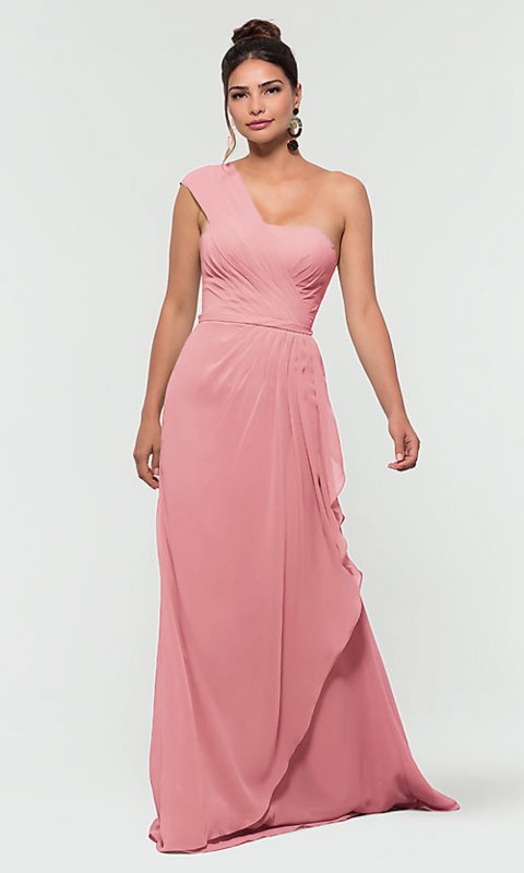 One-Shoulder Long Chiffon Bridesmaid Dress KL-200124