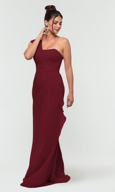 One-Shoulder Long Chiffon Bridesmaid Dress KL-200124