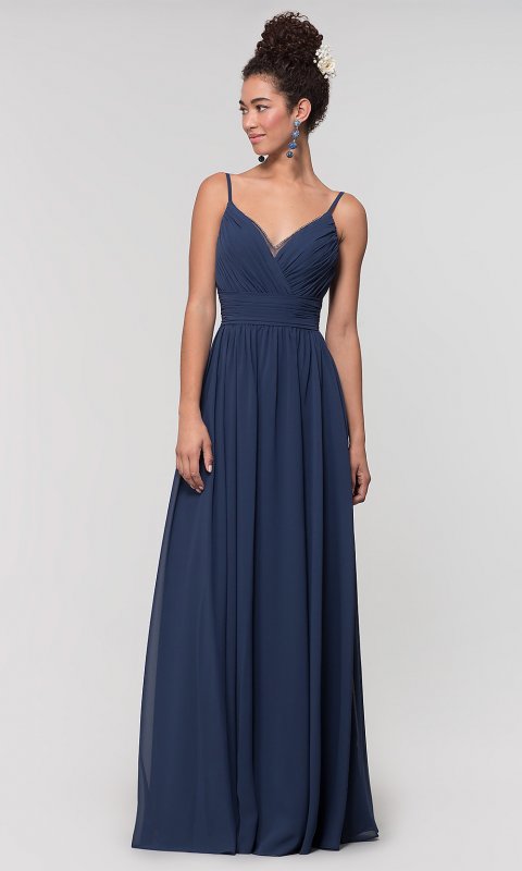 V-Neck Long Chiffon Bridesmaid Dress by KL-200128