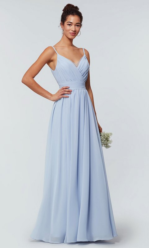 V-Neck Long Chiffon Bridesmaid Dress by KL-200128
