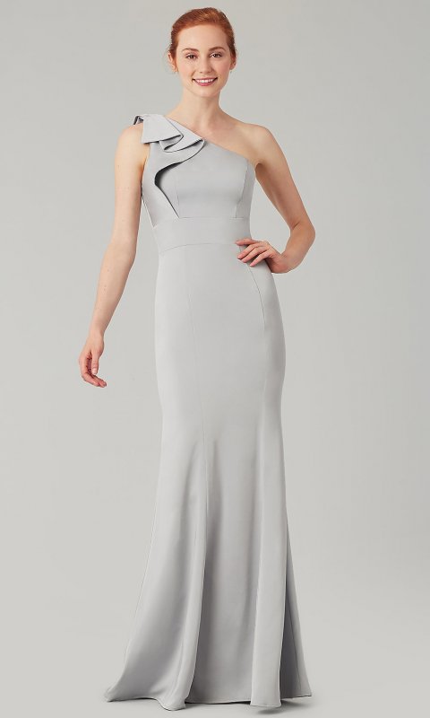 Long Ruffled-One-Shoulder Bridesmaid Dress KL-200134-v