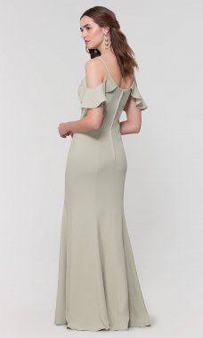 Light Green Cold-Shoulder Long Bridesmaid Dress KL-200141-v
