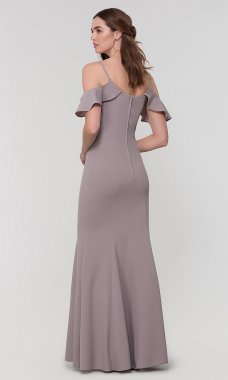 Ruffled-Cold-Shoulder Long Bridesmaid Dress KL-200141
