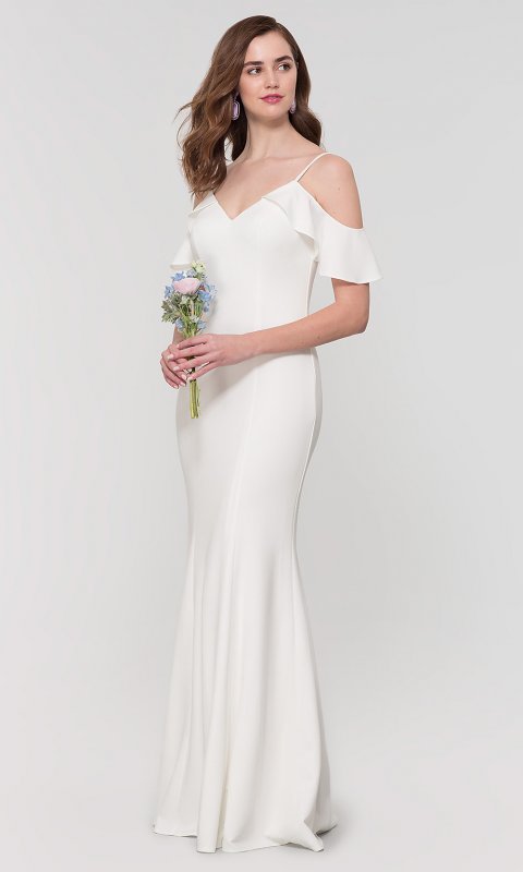 Ruffled-Cold-Shoulder Long Bridesmaid Dress KL-200141