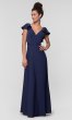 Ruffled-Cap-Sleeve Long Bridesmaid Dress KL-200142