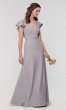 Ruffled-Cap-Sleeve Long Bridesmaid Dress KL-200142