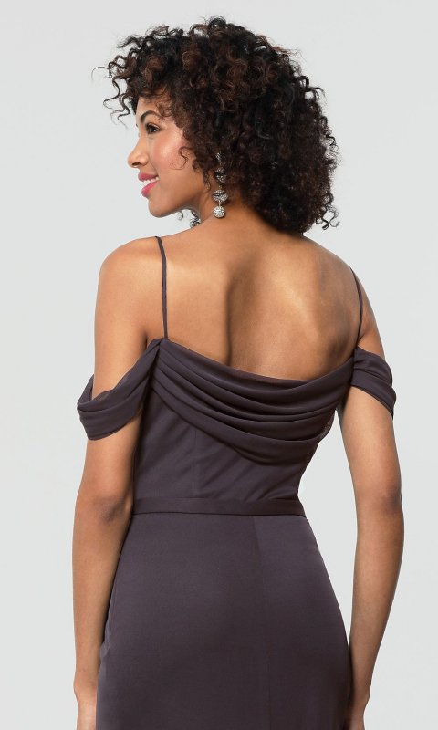 Cold-Shoulder Long Bridesmaid Dress KL-200156-v