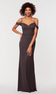 Cold-Shoulder Long Bridesmaid Dress KL-200156-v