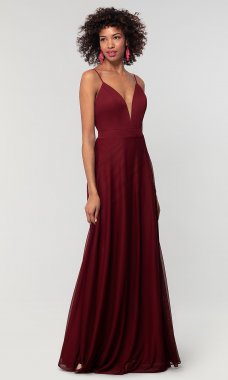 Long V-Neck Bridesmaid Dress by KL-200165